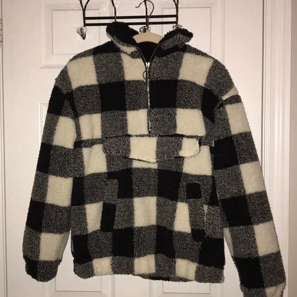 Checkered Fuzzy Pull Over Sweater - Picture 1 of 3